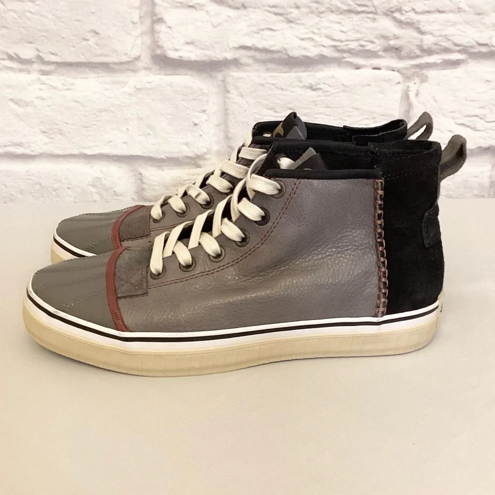 Sorel 10 High Top Men’s Sneakers Shoes Handcrafted Leather Suede Gray Black